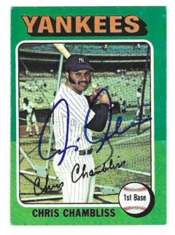 Autographed Chris Chambliss New York Yankees 1975 Topps Card