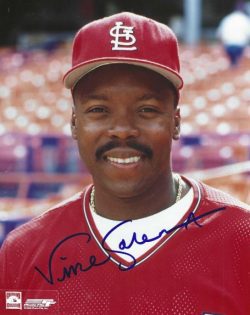 Autographed VINCE COLEMAN ST. LOUIS CARDINALS 8X10  photo