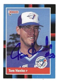 Autographed TOM HENKE Toronto Blue Jays 1988 Donruss Card