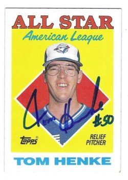Autographed TOM HENKE Toronto Blue Jays 1988 Topps Card