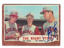 Autographed JOEY JAY Cincinnati Reds 1962 Topps Card