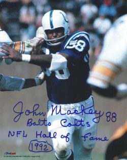 Autographed JOHN MACKEY "HOF 92" 8x10 Baltimore Colts Photo
