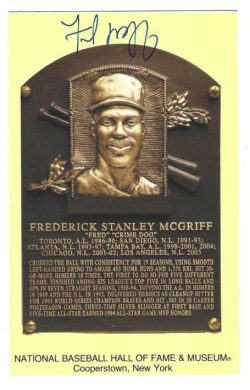 Autographed FRED MCGRIFF Hall of Fame HOF Gold Plaque Post card Beckett