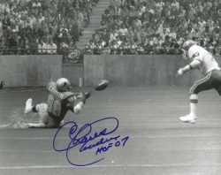 Autographed CHARLIE SANDERS "HOF 02" 8x10 Detroit Lions photo