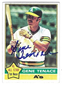Autographed GENE TENACE Oakland A's 1976 Topps Card