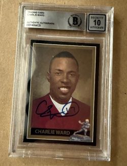CHARLIE WARD Autographed Heisman Custom Card BAS Beckett Slabbed Grade 10