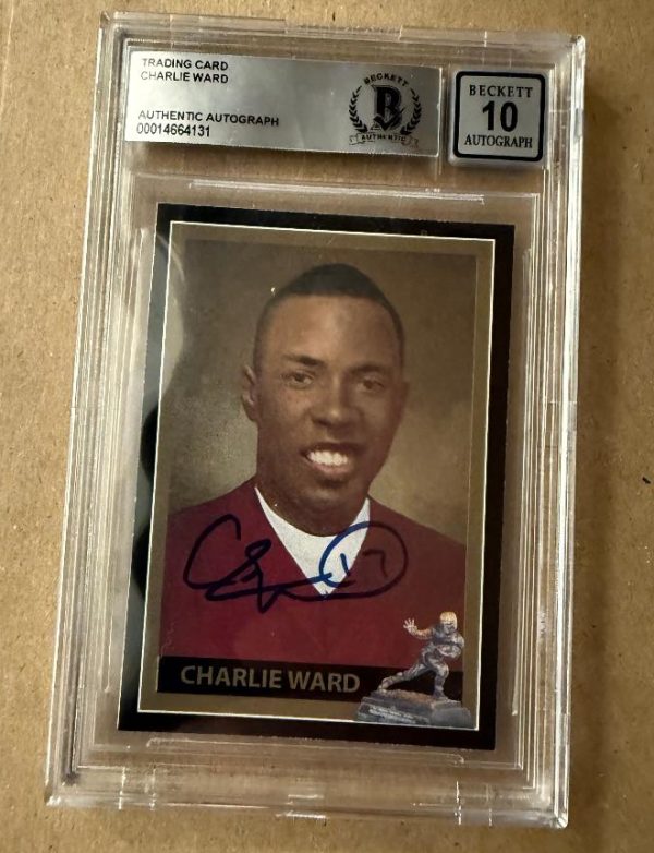 CHARLIE WARD Autographed Heisman Custom Card BAS Beckett Slabbed Grade 10