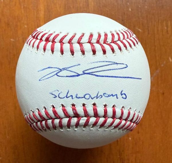 Signed KYLE SCHWARBER "Schwarbomb" Philadelphia Phillies ROMLB Baseball JSA