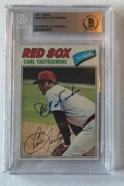 Signed 1977 Topps Carl Yastrzemski Boston Red Sox card #480 Beckett Slabbed