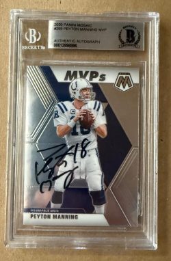 PEYTON MANNING INDIANAPOLIS COLTS Autographed 2020 Panini Mosaic Card #299 BAS Beckett Slabbed