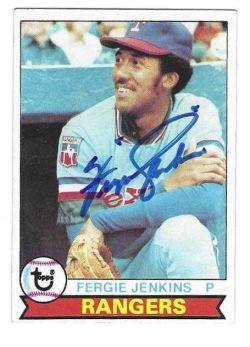 Autographed FERGIE JENKINS Texas Rangers 1979 Topps Card