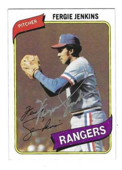 Autographed FERGIE JENKINS Texas Rangers 1980 Topps Card