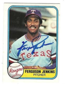 Autographed FERGIE JENKINS Texas Rangers 1981 Fleer Card