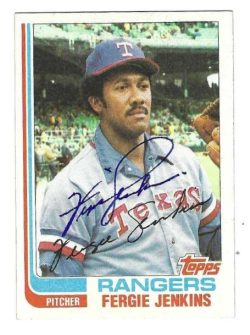 Autographed FERGIE JENKINS Texas Rangers 1982 Topps Card