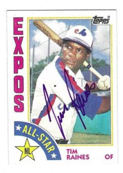 Autographed TIM RAINES Montreal Expos 1984 Topps Card