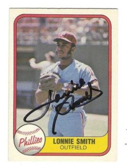 Autographed LONNIE SMITH Philadelphia Phillies 1981 Fleer Card
