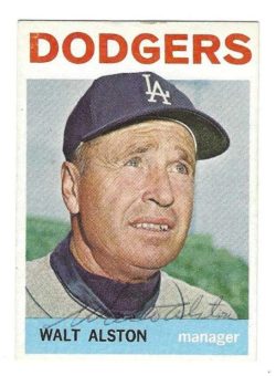 Autographed WALTER ALSTON Los Angeles Dodgers 1964 Topps Card