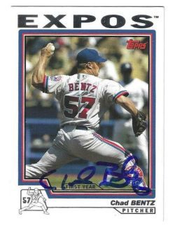 Autographed CHAD BENTZ Montreal Expos 2004 Topps Card