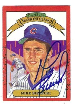 Autographed MIKE BIELECKI Chicago Cubs 1990 Donruss Diamond King
