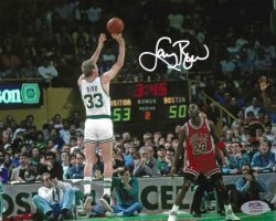 Autographed LARRY BIRD 8X10 BOSTON CELTICS photo PSA Witnessed