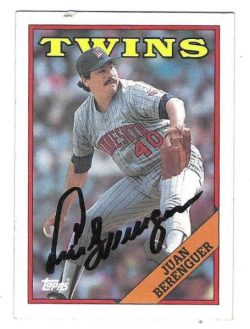 Autographed JUAN BERENGUER Minnesota Twins 1988 Topps Card