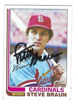 Autographed STEVE BRAUN St. Louis Cardinals 1982 Topps card