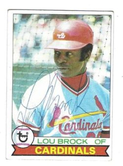 Autographed LOU BROCK St. Louis Cardinals 1979 Topps Card #665
