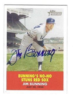 Autographed JIM BUNNING  Detroit Tigers 2007 Topps Heritage Card
