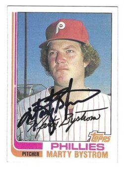 Autographed MARTY BYSTROM Philadelphia Phillies 1982 Topps Card