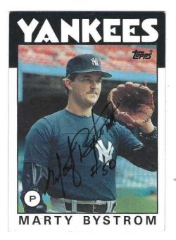 Autographed MARTY BYSTROM New York Yankees 1986 Topps Card