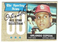 ORLANDO CEPEDA St. Louis Cardinals Autographed 1968 Topps Card