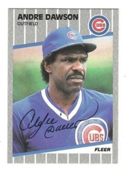 Autographed ANDRE DAWSON Chicago Cubs 1989 Fleer Card