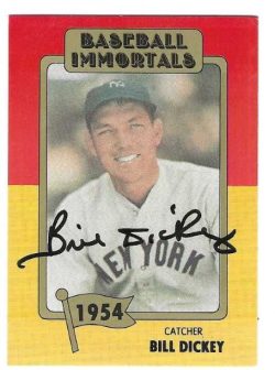 Autographed BILL DICKEY New York Yankees 1980 Baseball Immortals Card