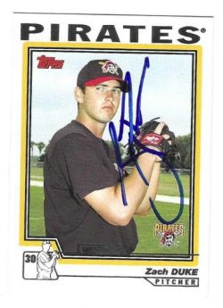Autographed ZACH DUKE Pittsburgh Pirates 2004 Topps Card