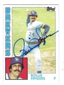 Autographed ROLLIE FINGERS Milwaukee Brewers 1984 Topps Card