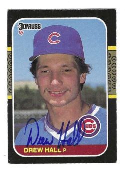 Autographed DREW HALL Chicago Cubs 1987 Donruss Card