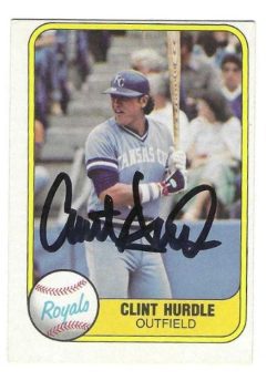 Autographed CLINT HURDLE Kansas City Royals 1981 Fleer Card