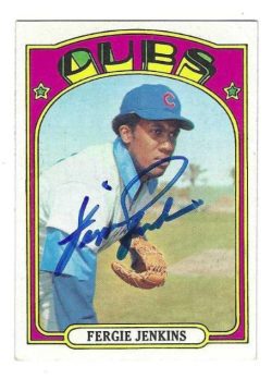 Autographed FERGIE JENKINS Chicago Cubs 1972 Topps Card