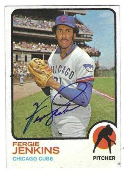 Autographed FERGIE JENKINS Chicago Cubs 1973 Topps Card