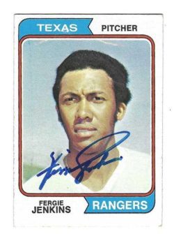 Autographed FERGIE JENKINS Texas Rangers 1974 Topps Card