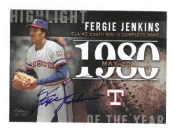 Autographed FERGIE JENKINS Texas Rangers 2015 Topps Card