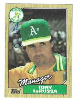 Autographed Tony LaRussa Oakland A's 1987 Topps Card