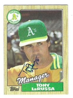 Autographed Tony LaRussa Oakland A's 1987 Topps Card