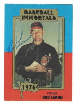Autographed BOB LEMON Cleveland Indians 1980 Baseball Immortals Card