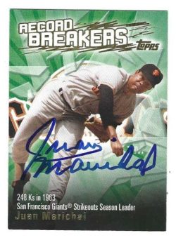 Autographed JUAN MARICHAL San Francisco Giants 2003 Topps Record Breakers Card