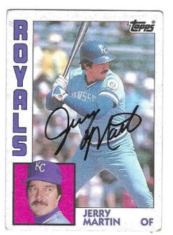 Autographed JERRY MARTIN Kansas City Royals 1984 Topps Card