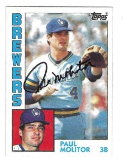 Autographed PAUL MOLITOR Milwaukee Brewers 1984 Topps Card