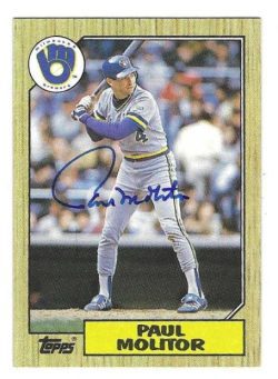 Autographed PAUL MOLITOR Milwaukee Brewers 1987 Topps Card