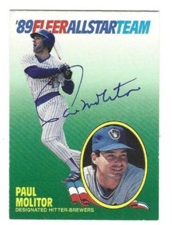 Autographed PAUL MOLITOR Milwaukee Brewers 1989 Fleer All Star Team Card