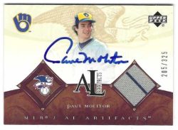 Autographed PAUL MOLITOR Milwaukee Brewers 2005 Upper Deck AL Artifacts Card